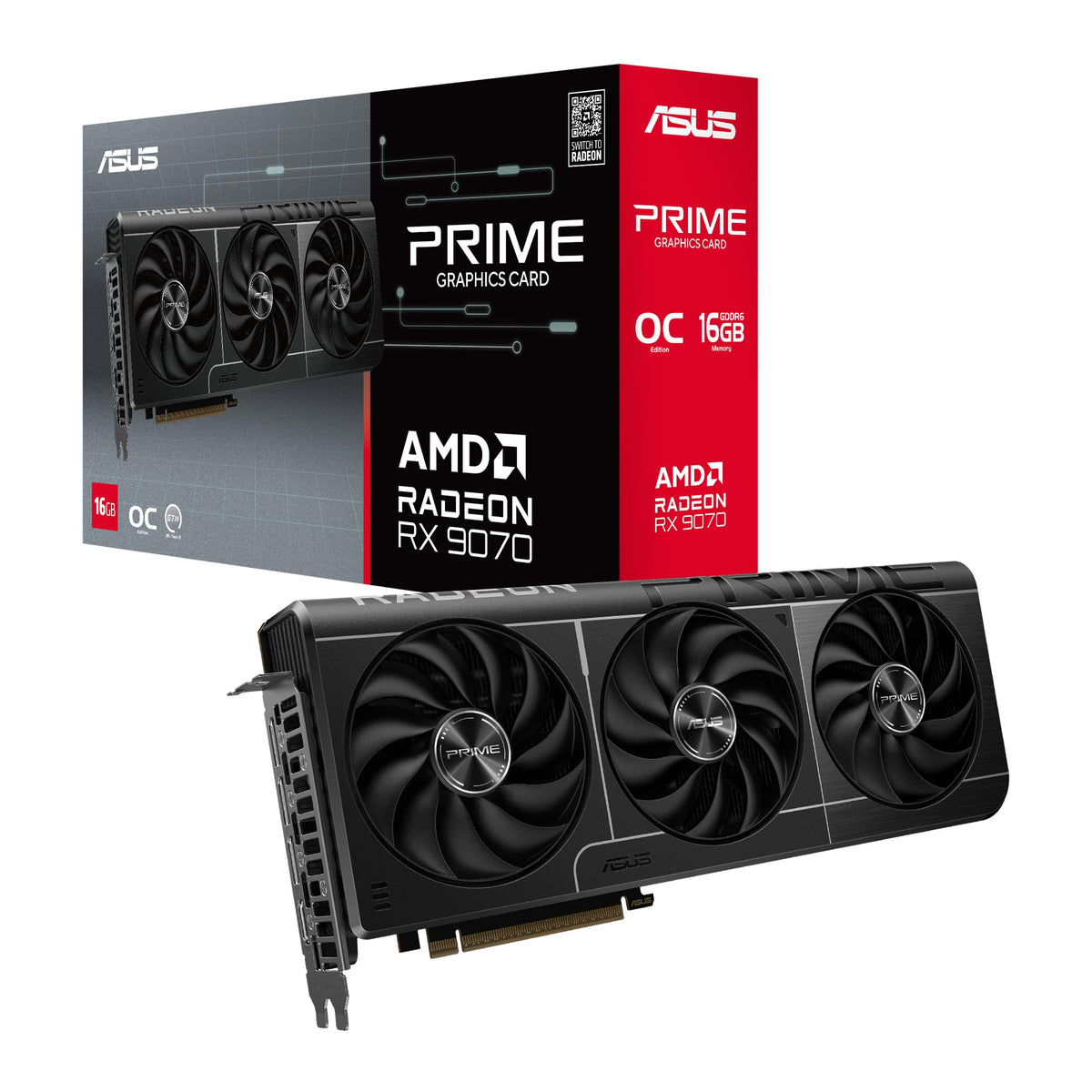 ASUS Prime Radeon RX 9070 XT OC Edition 16GB GDDR6 Gaming Grafikkarte