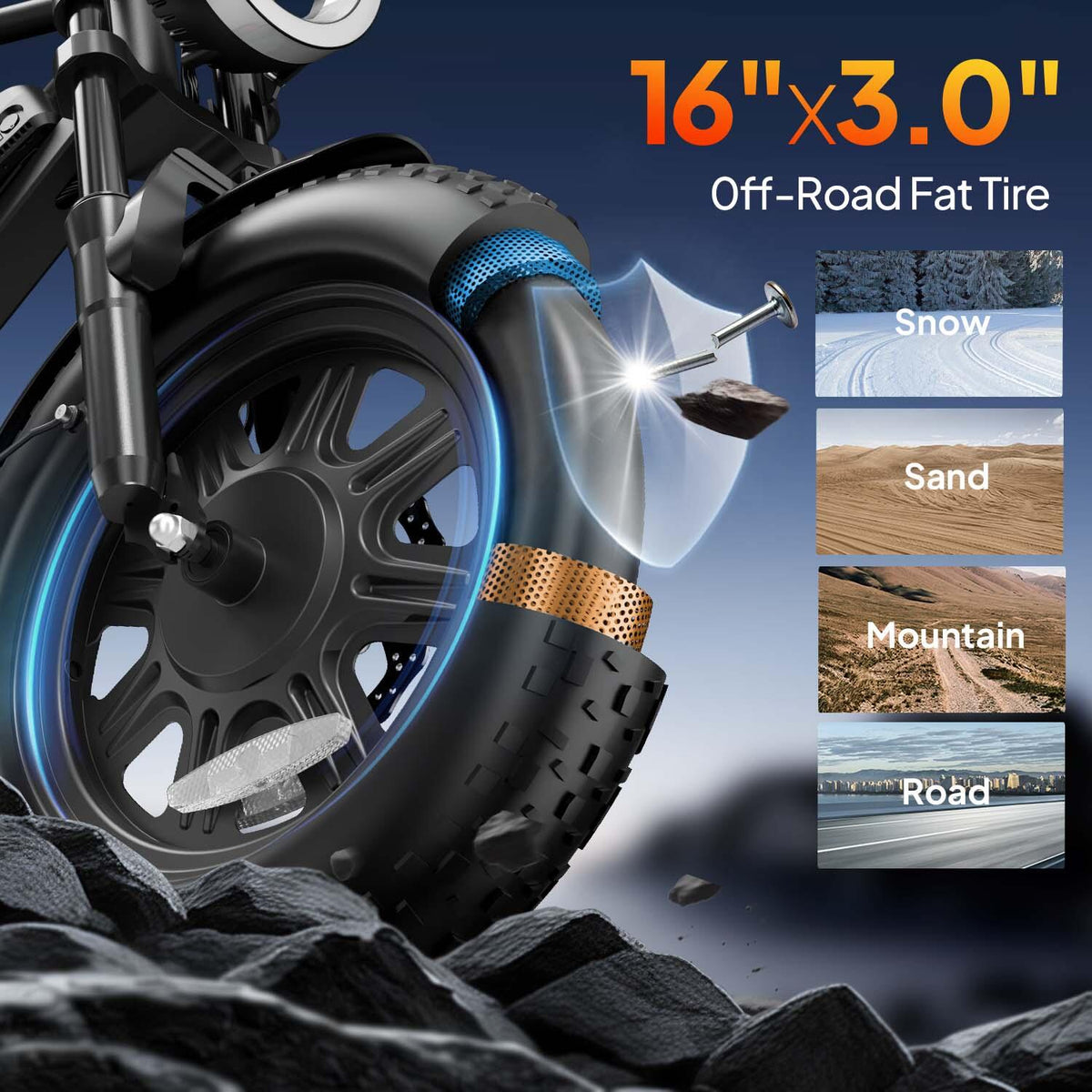 URLIFE T16 Elektrofahrrad Fatbike Vollfederung 16 Zoll